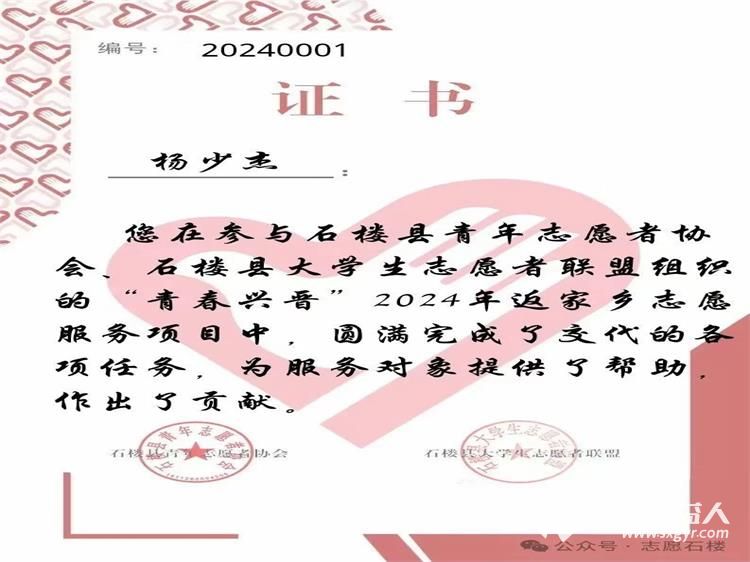 点赞！！汇聚爱心，传递温暖----石楼县青年志愿者协会表彰大学生优秀青年志愿者 - 第20张
