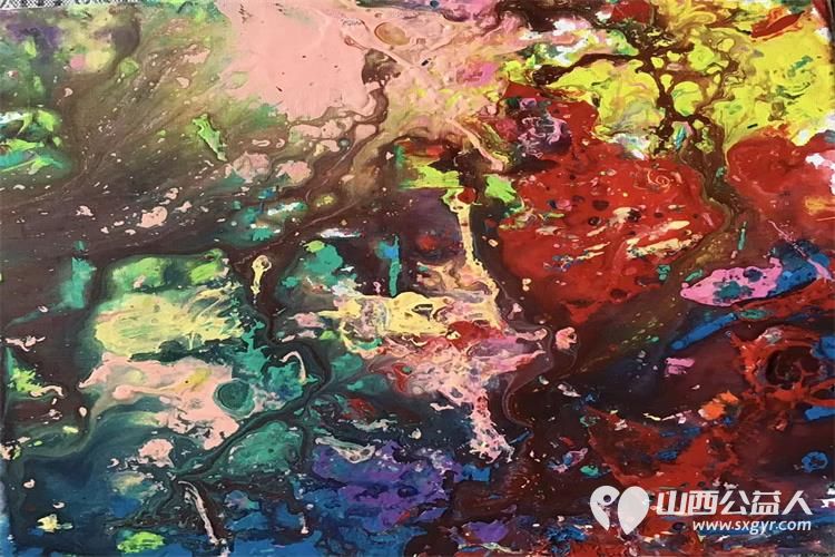 太原市安健儿公益服务中心孤独症孩子们在泰享里举办大型泼彩画艺术活动的成果 - 第9张