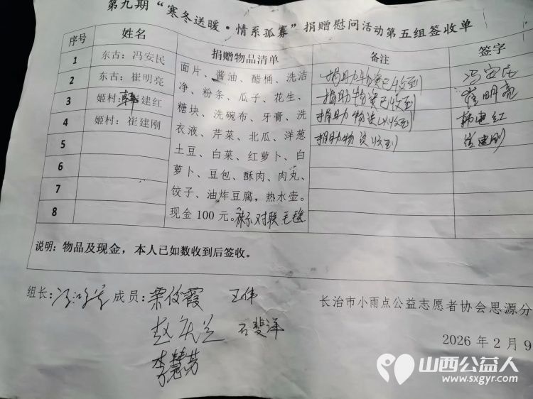 寒冬送暖情系孤寡(第四组)(第五组)----长治市小雨点公益志愿者协会思源分会2026年2月10日第九期慰问活动圆满成功 - 第15张 - 山西公益人 寒冬送暖情系孤寡(第四组)(第五组)----长治市小雨点公益志愿者协会思源分会2026年2月10日第九期慰问活动圆满成功 - 第15张