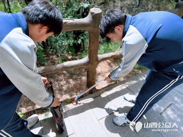 拾起美好登顶未来----武乡县新世纪文武学校初三毕业季净山行动学生们手持垃圾袋垃圾夹捡拾路边的塑料瓶包装袋烟头等垃圾师生们用行动践行文明让环保理念扎根心底 - 第9张