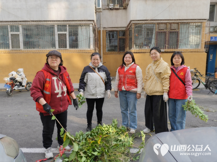 太原市菜园苑区志愿者携手迎泽区南内环二社区开展了楼前杂草集中清理志愿服务行动对楼前绿化带的杂草进行拉网式清理小区人居环境得到明显改善 - 第2张 - 山西公益人 太原市菜园苑区志愿者携手迎泽区南内环二社区开展了楼前杂草集中清理志愿服务行动对楼前绿化带的杂草进行拉网式清理小区人居环境得到明显改善 - 第2张